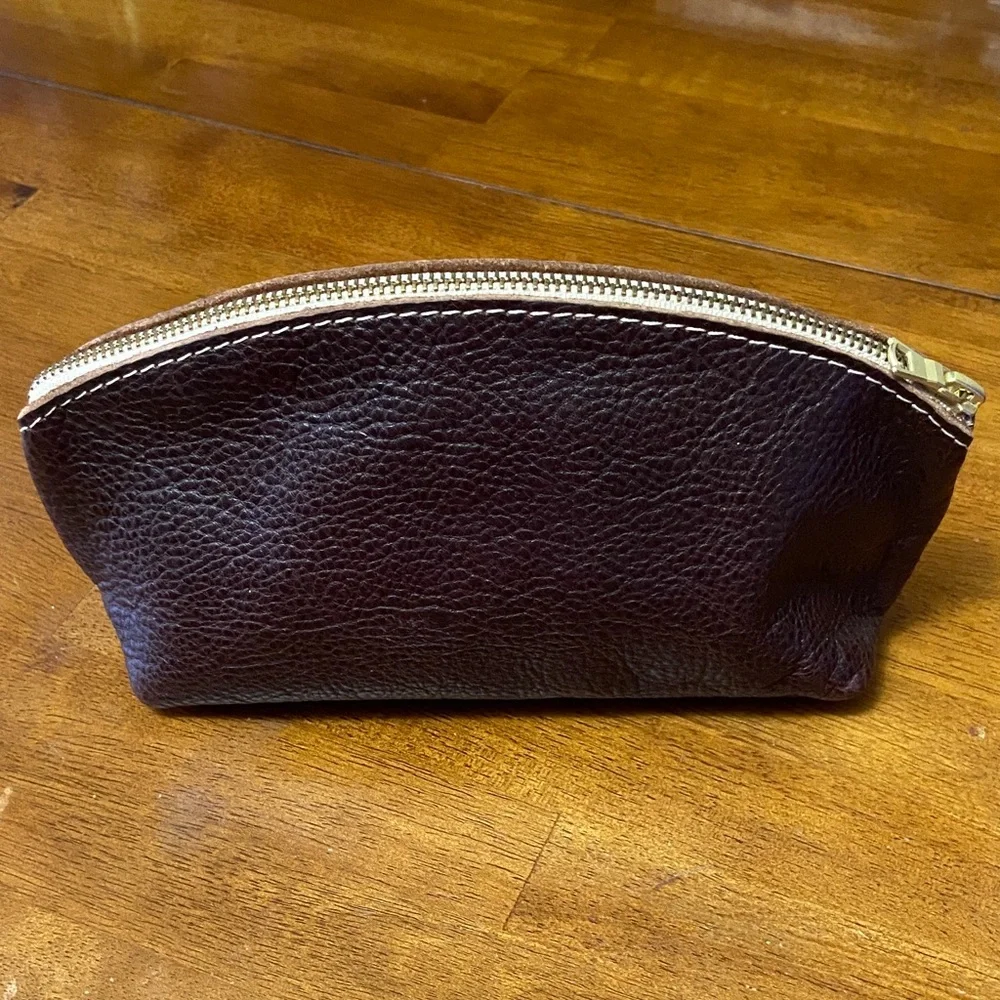 Portland Leather Dark Brown Cosmetic Case - Picture 1 of 6